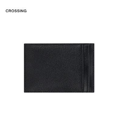 Crossing Elite Card Holder With Vertical Card Slots RFID in black leather with credit card pockets.