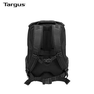 Targus 17.3” Voyager II Backpack showing wide shoulder straps and adjustable belts.