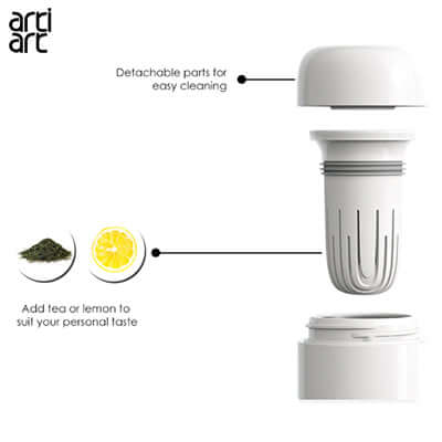 artiart Waterlogo Cloud Thermal Bottle detachable parts for easy cleaning with tea strainer for personalized drinks.