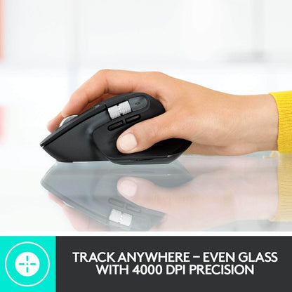 Logitech MX Master 3 Advanced Wireless Mouse featuring 4000 DPI precision tracking, even on glass.