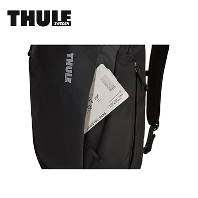 Thule EnRoute3.0 Backpack 23L showing secure storage for travel documents in side pocket.