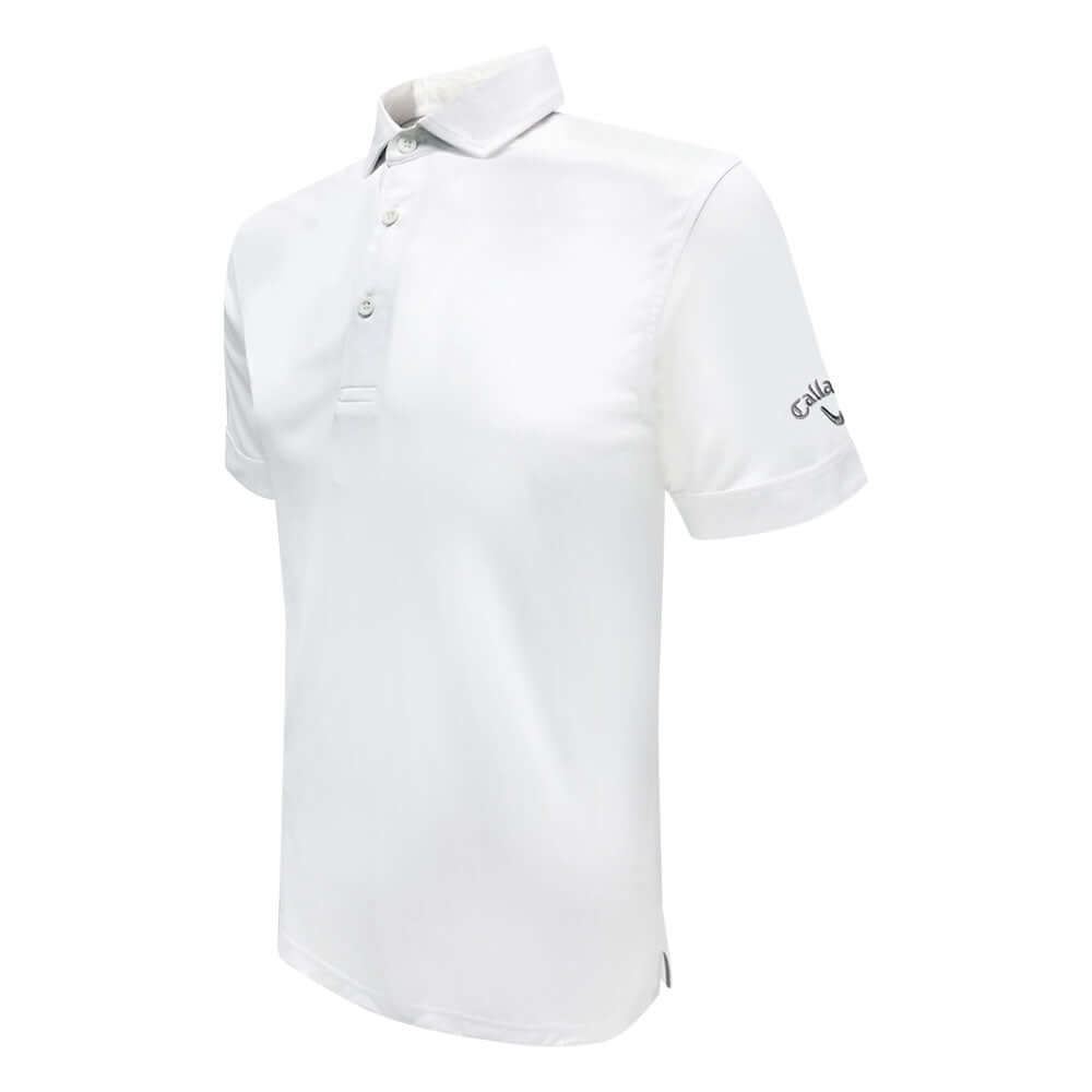 Callaway Interlock Polo Shirt in white with short sleeves and logo, perfect for corporate gift or casual wear.