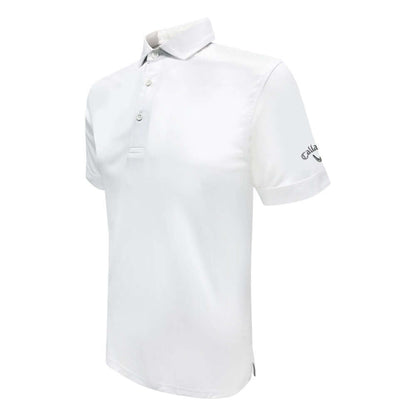 Callaway Interlock Polo Shirt in white with short sleeves and logo, perfect for corporate gift or casual wear.
