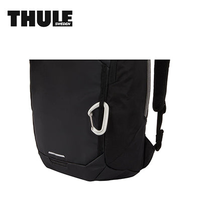 Thule Chasm 26L Backpack close-up showing durable material and carabiner attachment for outdoor adventures.