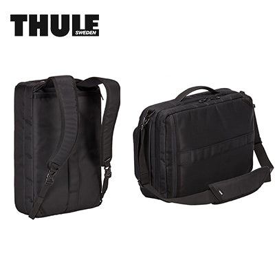 Thule 15.6'' 2-in-1 Laptop Backpack showcased in black, versatile design for corporate gifts and travel.