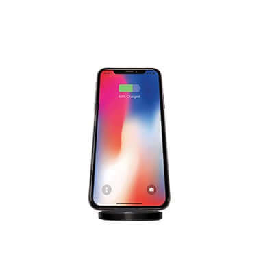 Verbatim 66096 15W Dual Coil Wireless Charger with smartphone charging vertically