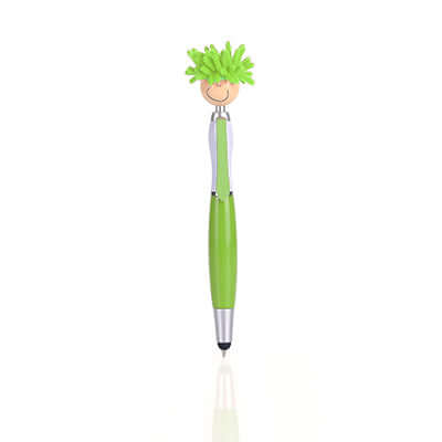 Screen Cleaner Stylus Pen with smiley design and chenille microfiber hair for touchscreen devices.