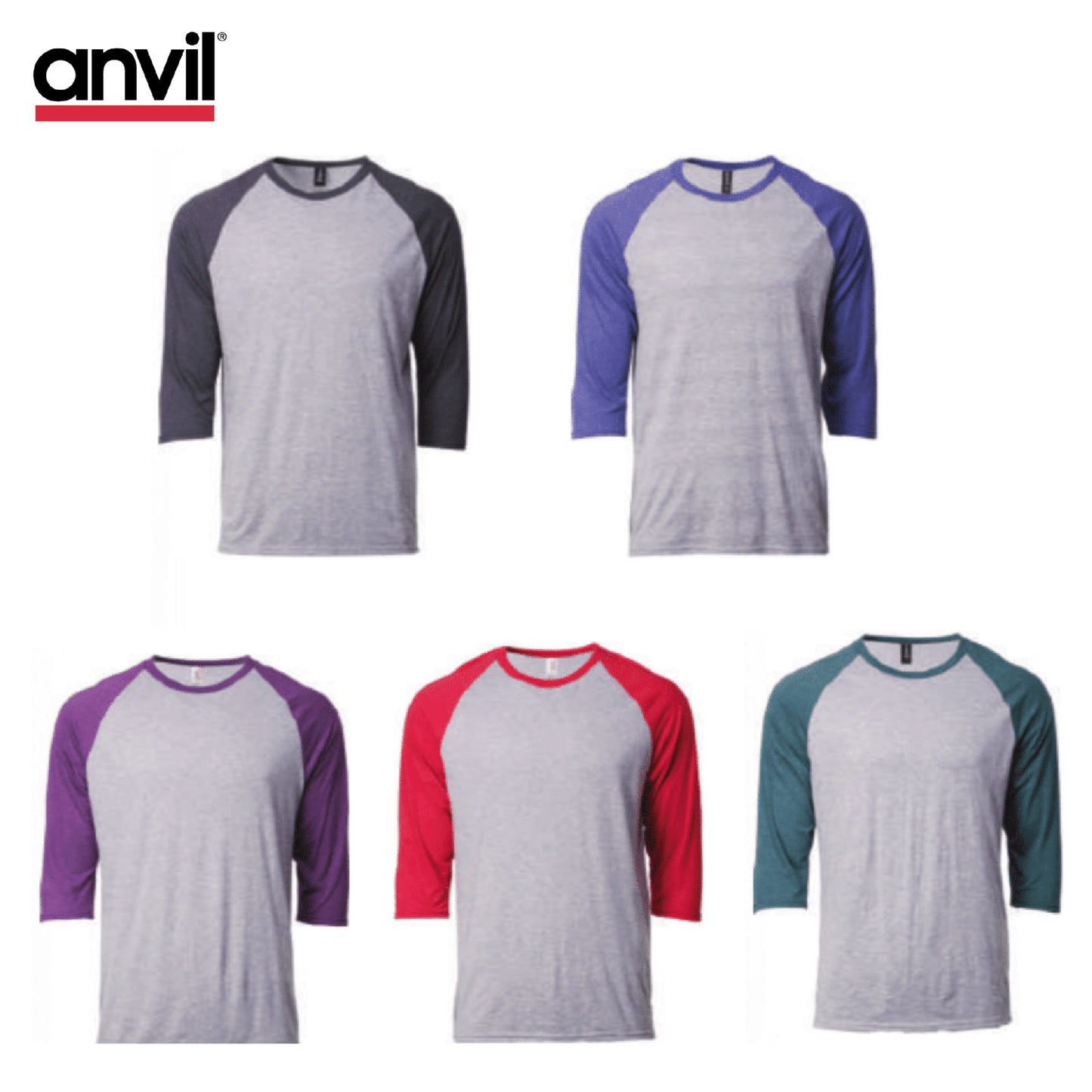 Anvil 6755 Raglan T-Shirt in various colors as stylish corporate gift options.