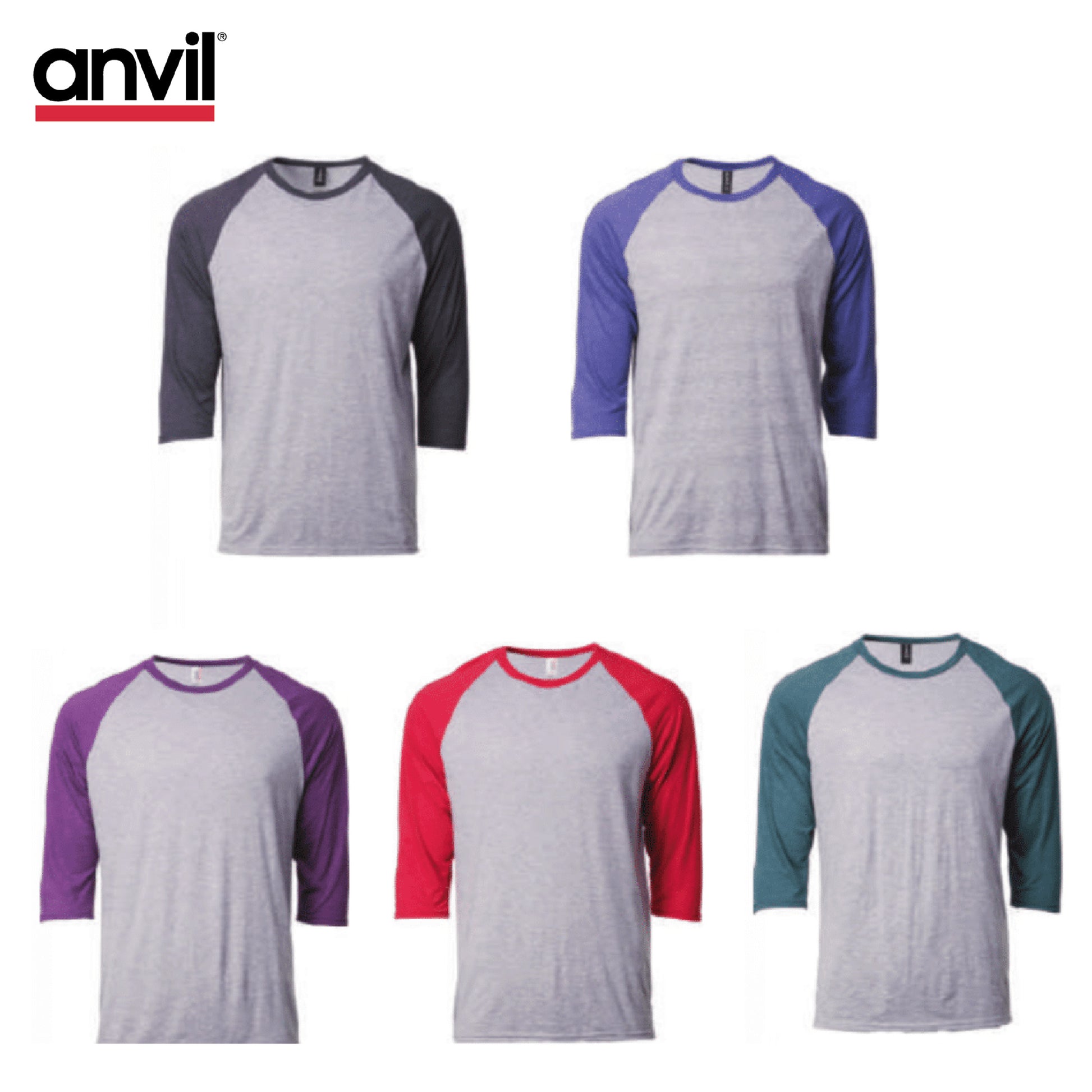 Anvil 6755 Raglan T-Shirt in various colors as stylish corporate gift options.