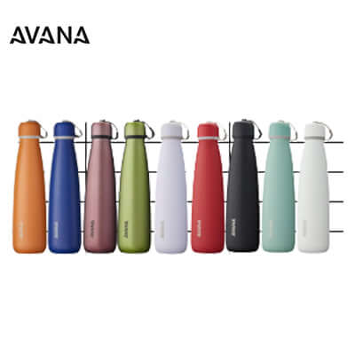 Avana Ashbury Insulated Stainless Steel Water Bottle collection in various colors for corporate gifts.