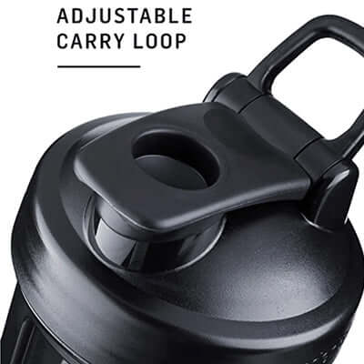 BlenderBottle Classic V2 Shaker Bottle featuring adjustable carry loop for easy transport.