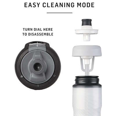 Easy cleaning mode for BlenderBottle Hydration Halex™ Insulated Squeeze Water Bottle with Straw 24oz disassembly.