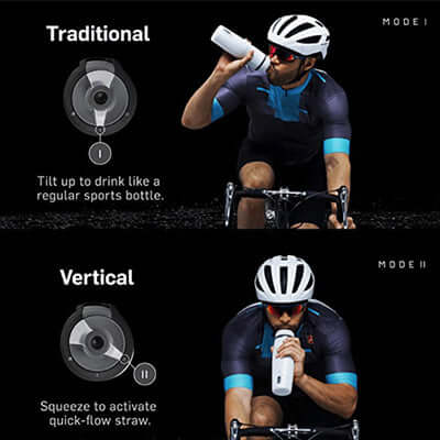 BlenderBottle Hydration Halex™ Insulated Squeeze Water Bottle with Straw 24oz - drinking modes explained