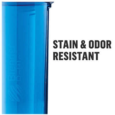 BlenderBottle Pro™ Series Shaker Bottle featuring stain and odor resistant design in blue color.