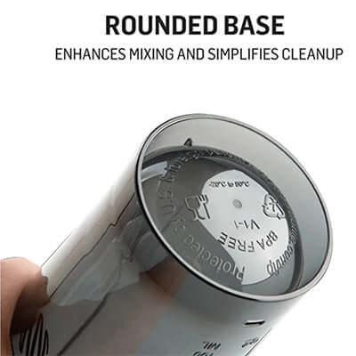 BlenderBottle Pro™ Series Shaker Bottle features a rounded base for enhanced mixing and easy cleanup.