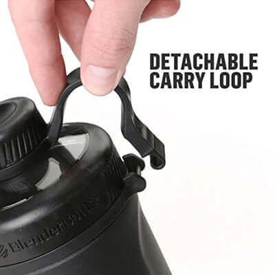 Detachable carry loop on BlenderBottle Radian™ Insulated Stainless Steel Shaker Bottle for easy transport.