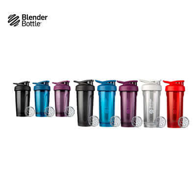 BlenderBottle Strada™ Tritan Shaker Bottle in various colors for mixing protein shakes and smoothies.