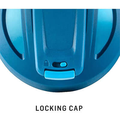 Close-up view of the locking cap on the BlenderBottle Strada™ Tritan Shaker Bottle, designed for secure storage.