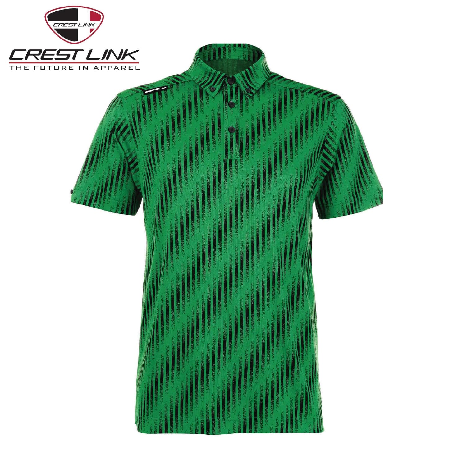 Crest Link Polo T-shirt Short Sleeve (80380884) in green with a stylish pattern, perfect for corporate gifts.