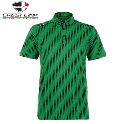 Crest Link Polo T-shirt Short Sleeve (80380884) in green with a stylish pattern, perfect for corporate gifts.