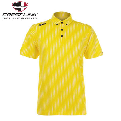 Crest Link Polo T-shirt Short Sleeve (80380884) in bright yellow with striped pattern, ideal for corporate gifts.