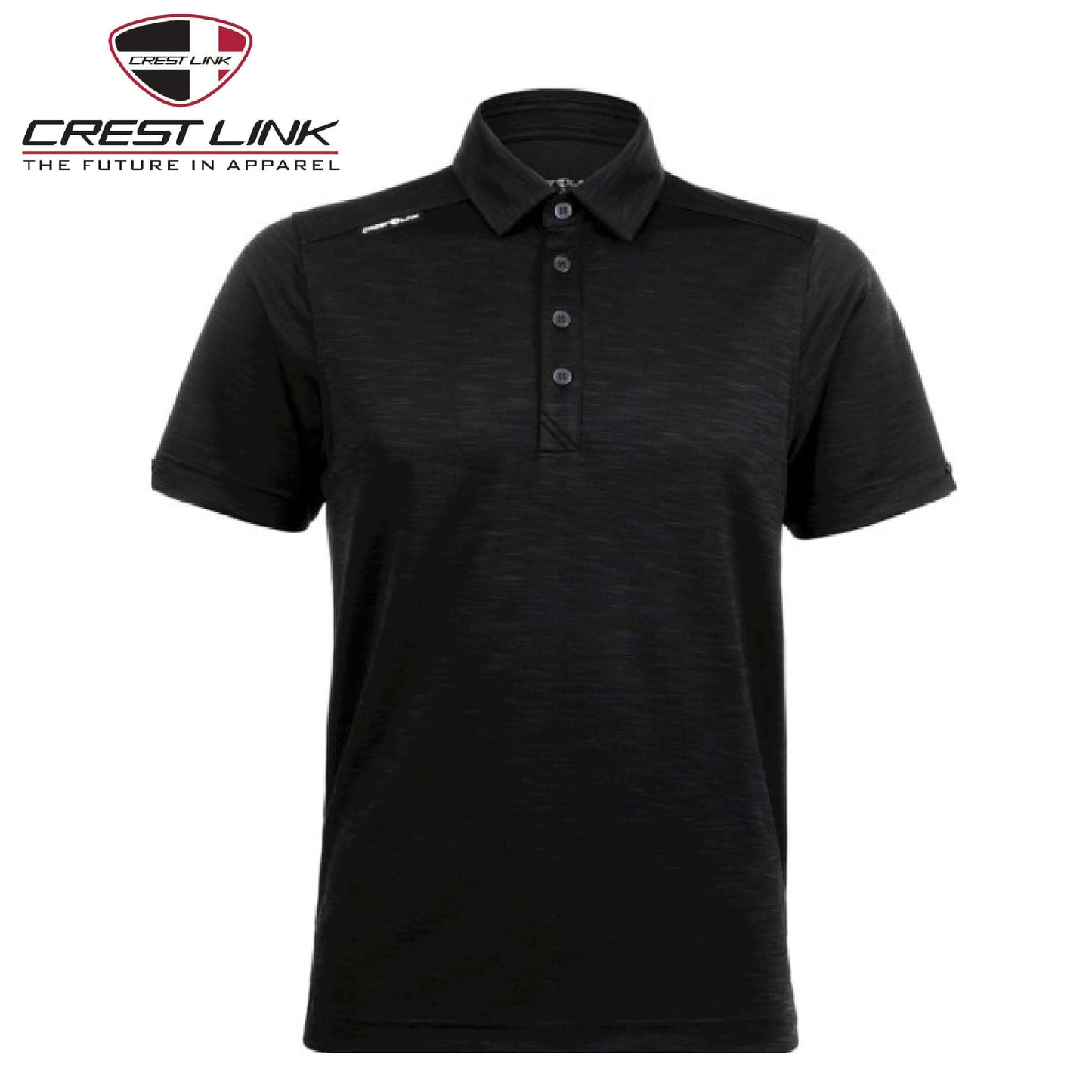 Crest Link Polo T-shirt Short Sleeve (80380896) in black, perfect for corporate gifts and versatile styling.