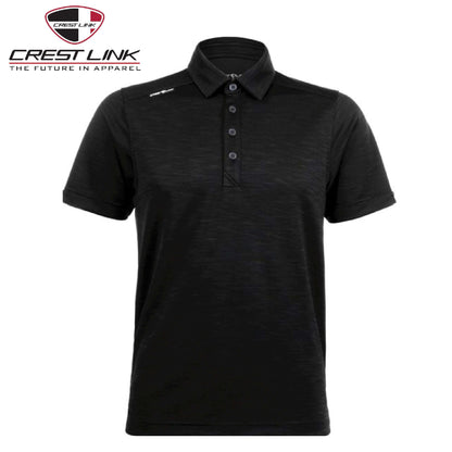 Crest Link Polo T-shirt Short Sleeve (80380896) in black, perfect for corporate gifts and versatile styling.