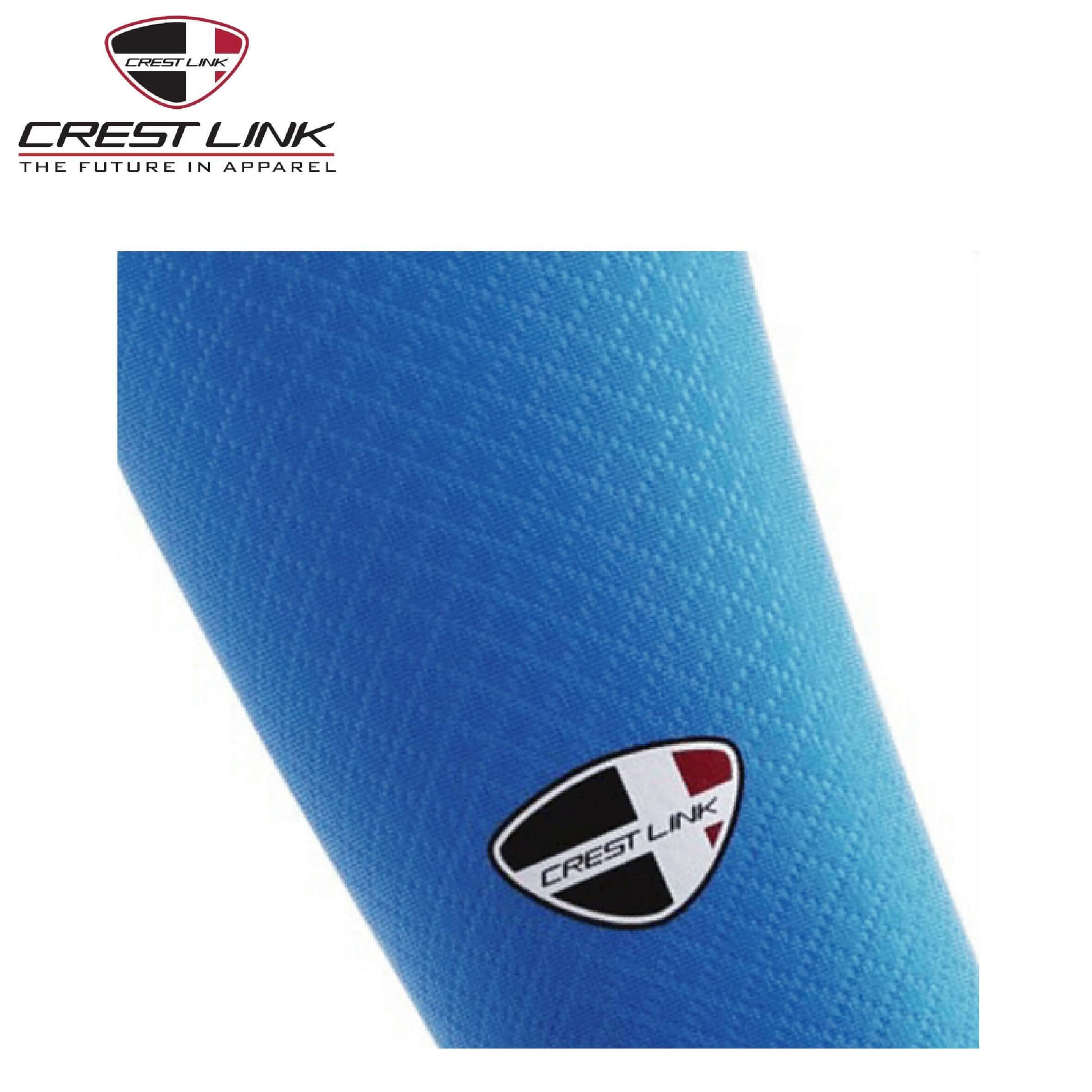 Crest Link ArmSock (89680867) showcasing its blue Micro-Dri fabric for UV protection and cooling comfort.