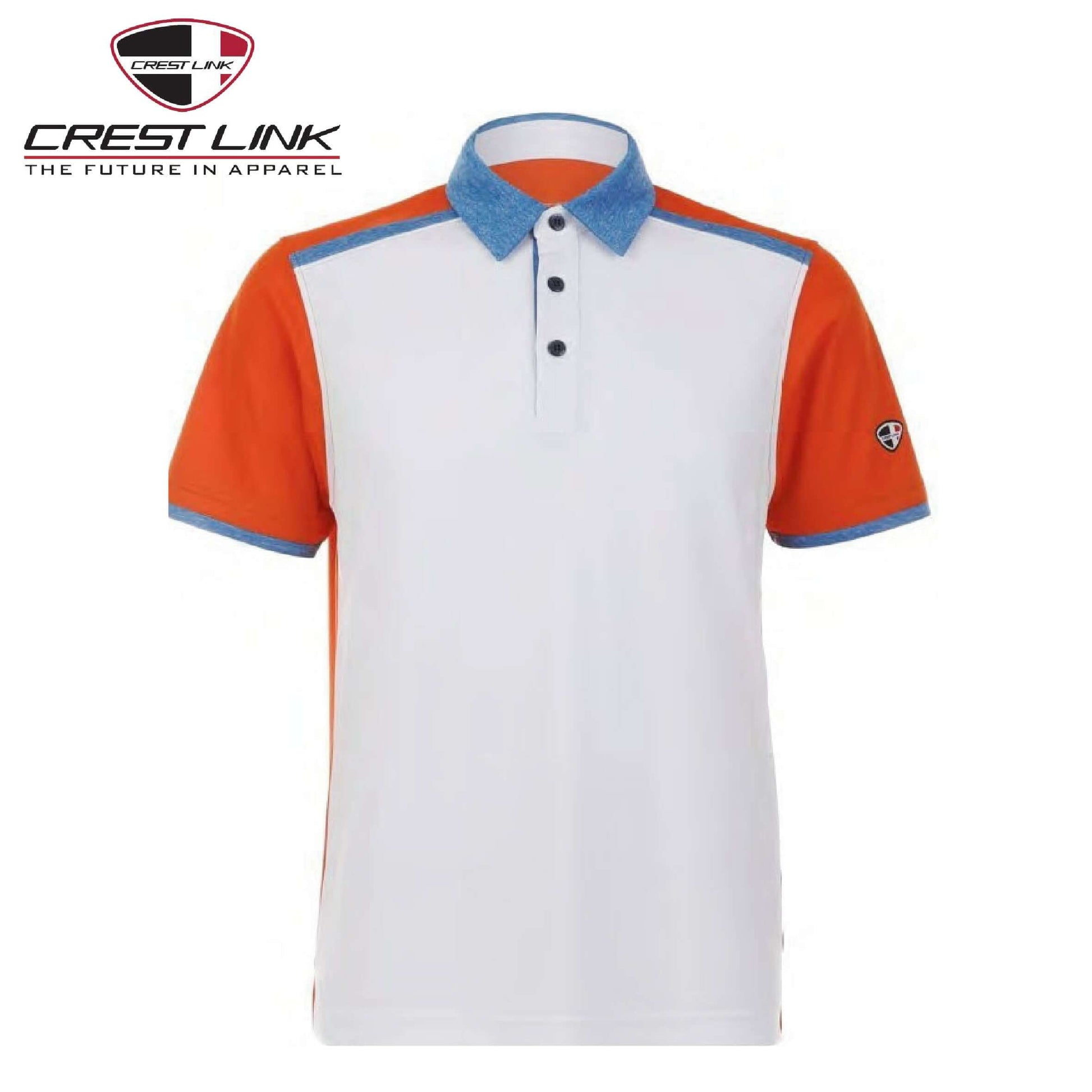 Crest Link Polo T-shirt Short Sleeve (80380775) in orange and white, perfect for corporate gift and casual wear.