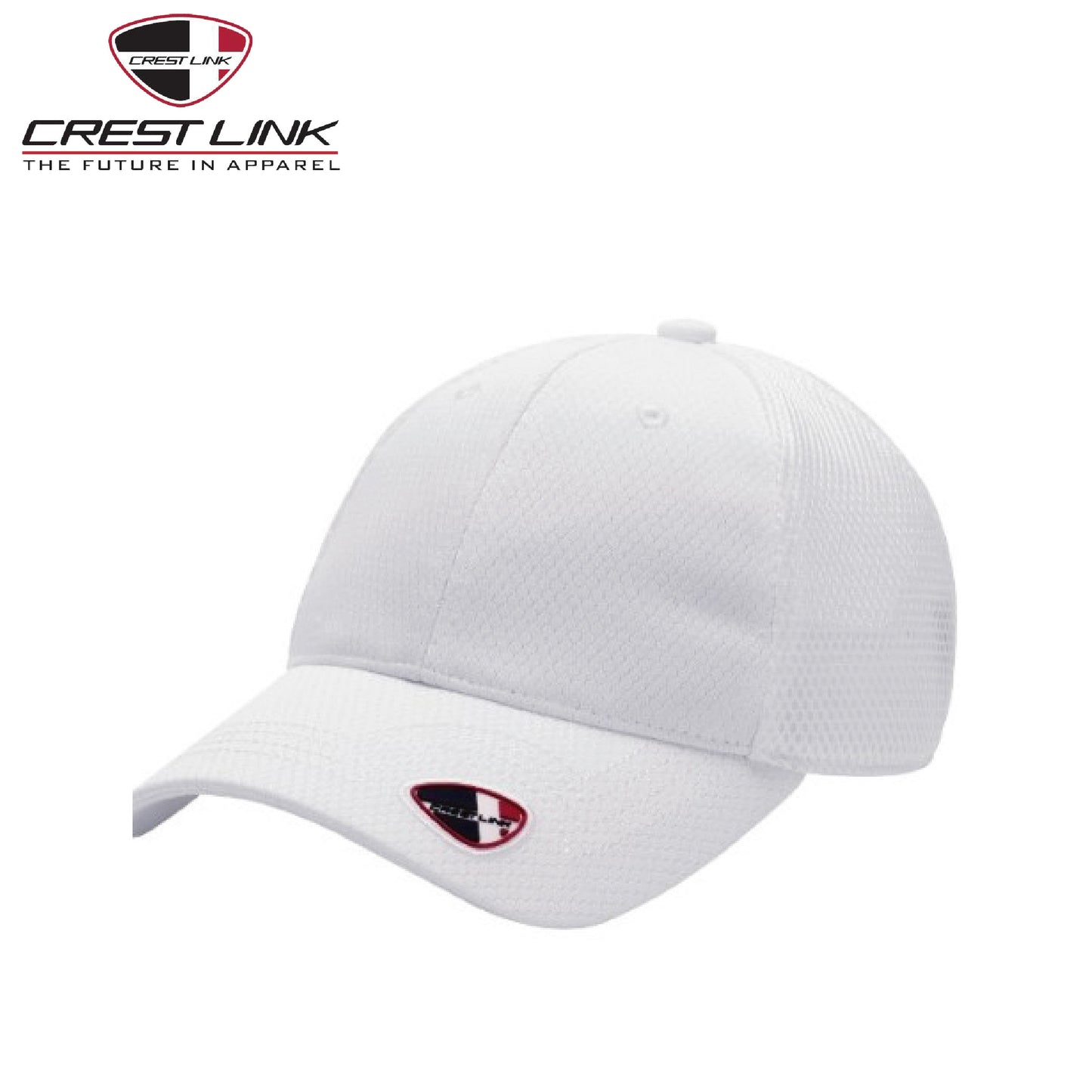 Crest Link Cap (89180812) in white, stylish corporate gift with breathable microfibre fabric.