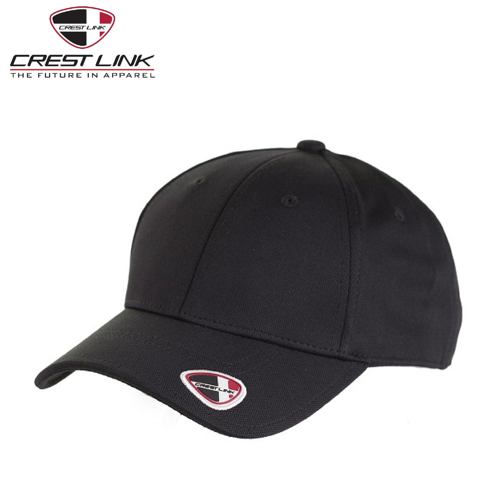 Crest Link Cap (89180596) black microfibre cap perfect for corporate gifts and stylish headwear.