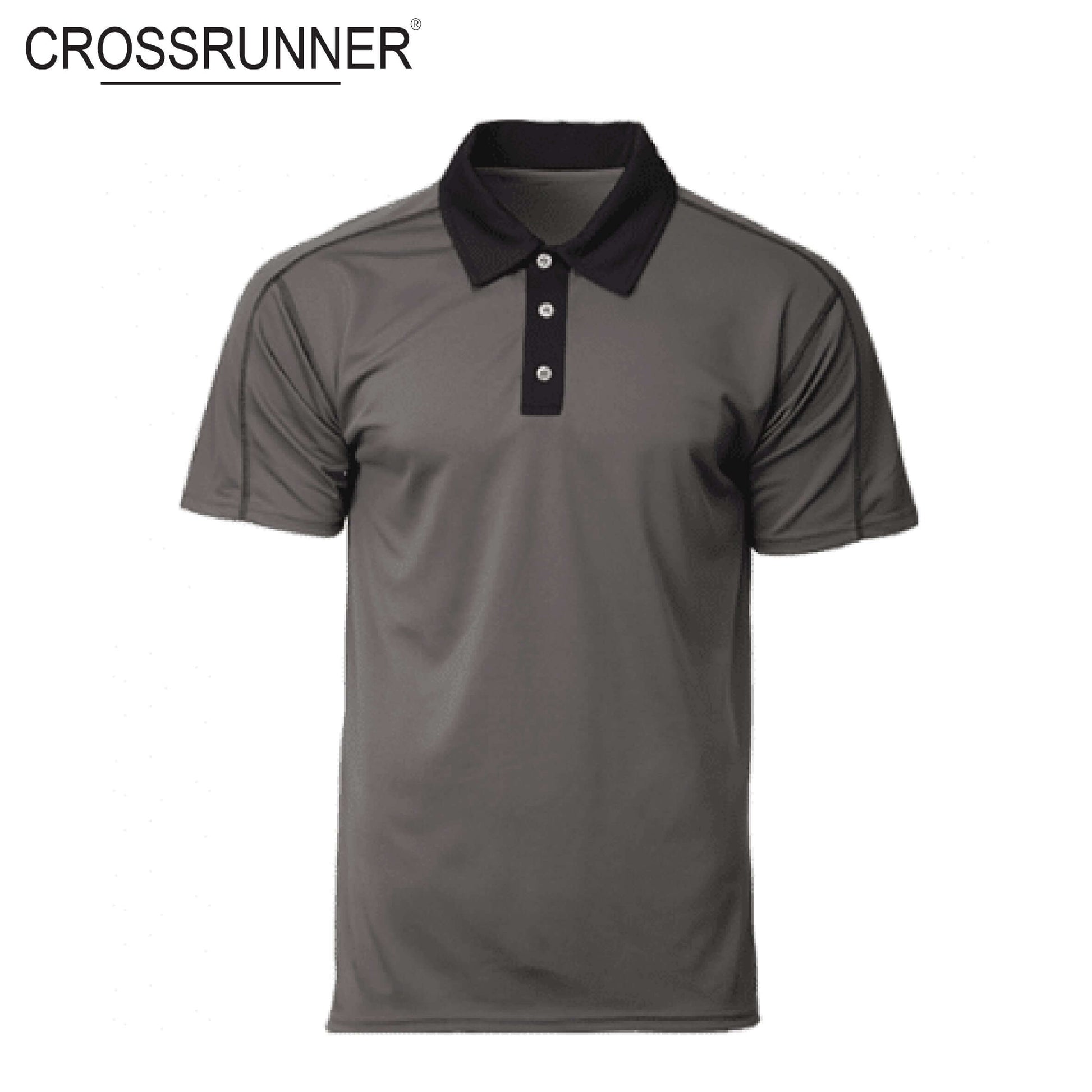 Crossrunner 1200 Contrast Piping Polo T-Shirt in grey with black collar, ideal for corporate gift.