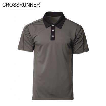 Crossrunner 1200 Contrast Piping Polo T-Shirt in grey with black collar, ideal for corporate gift.