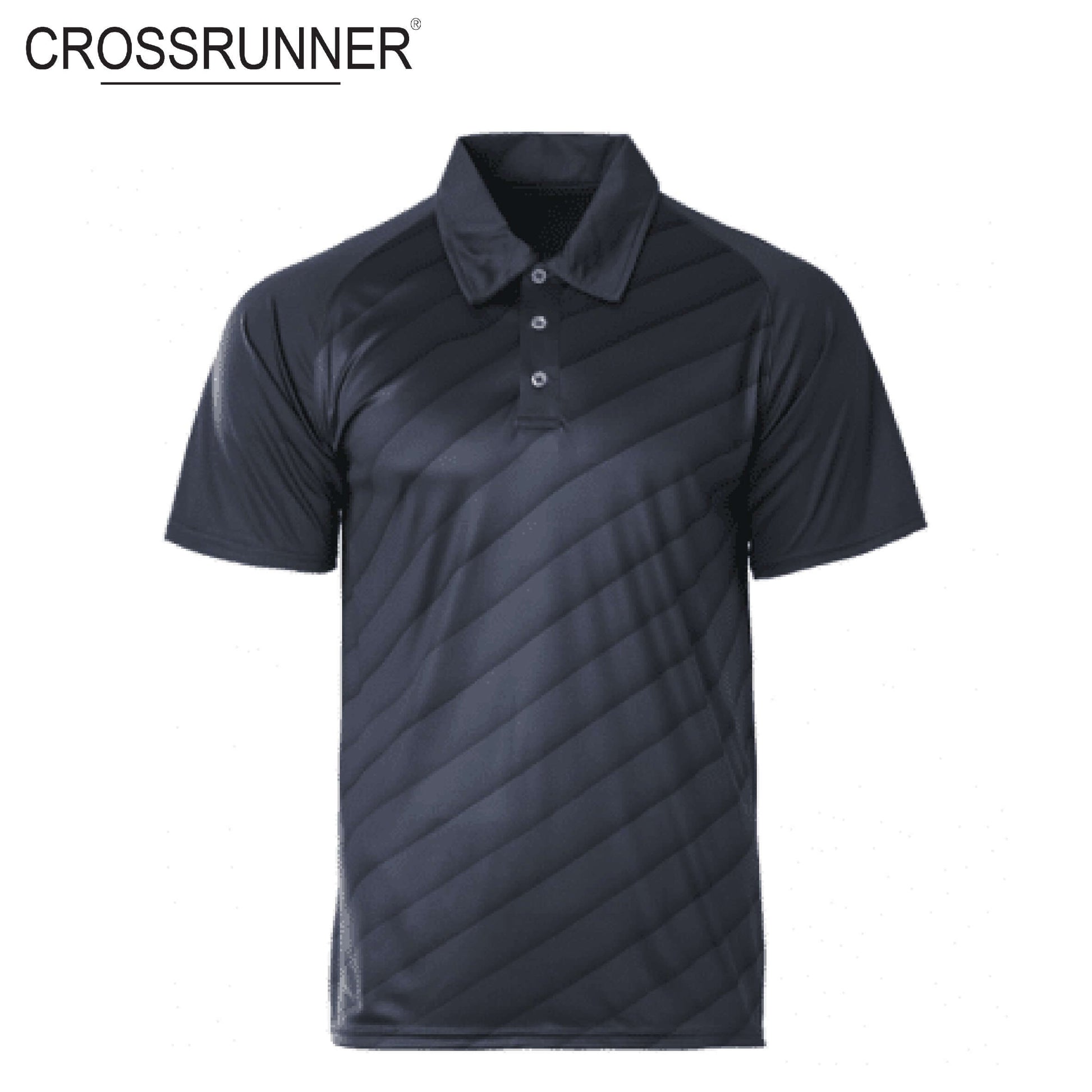 Crossrunner 2700 Sublimated Polo T-Shirt in black with stylish design and pearlized buttons, ideal for corporate gifts.