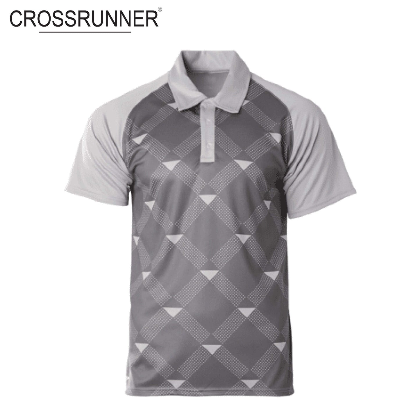 Crossrunner 2800 Sublimated Polo T-Shirt in grey with stylish sublimated design and classic raglan sleeves.