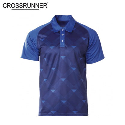 Crossrunner 2800 Sublimated Polo T-Shirt in blue with modern patterns and stylish design.