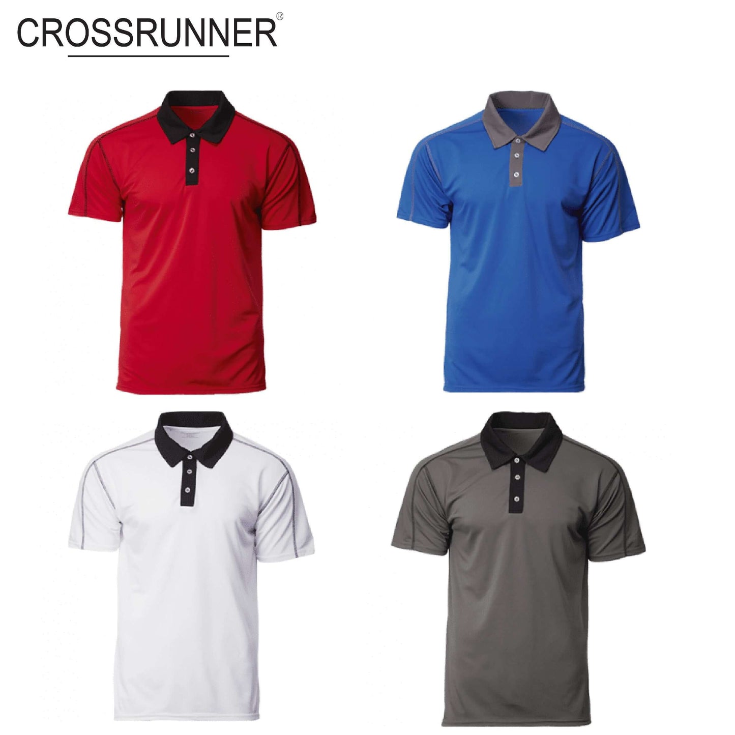 Crossrunner 1200 Contrast Piping Polo T-Shirt available in red, blue, white, and gray colors, perfect corporate gift.