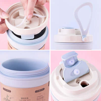 Eco Friendly Portable Bamboo Fiber Coffee Mug lid and seal design for heat insulation and convenience.