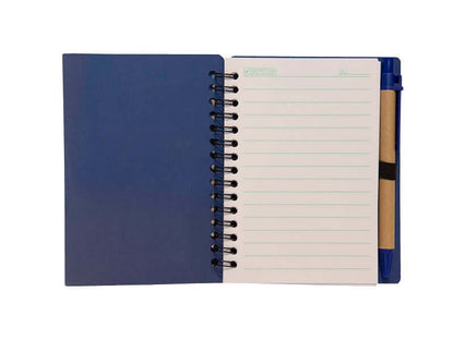 Eco Notepad with Pen and Sticky Notes open, featuring lined pages and a pen, ideal for corporate gift.