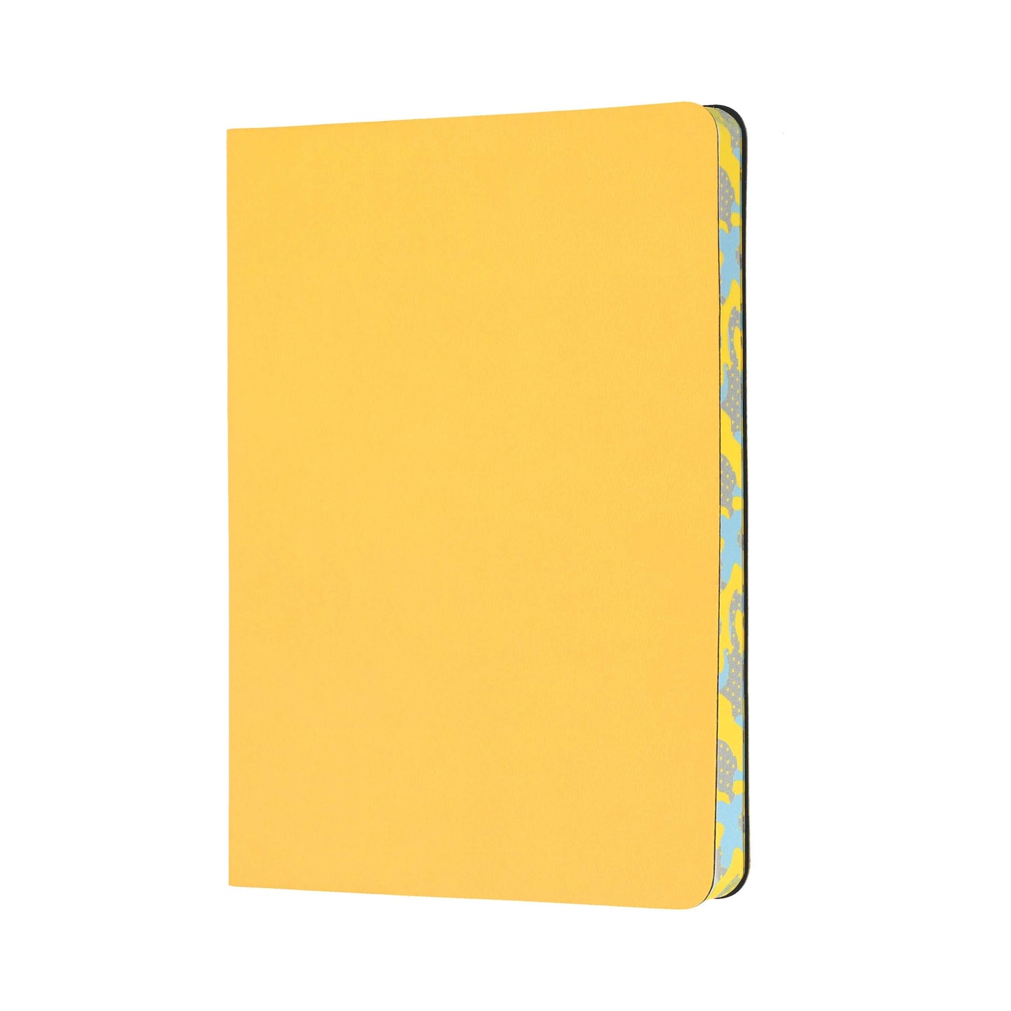 Collins Edge Camo B6 Ruled Notebook featuring a vibrant yellow cover and camo patterned edges.