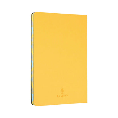 Collins Edge Camo B6 Ruled Notebook with trendy yellow cover design, ideal for stylish note taking and corporate gifts.