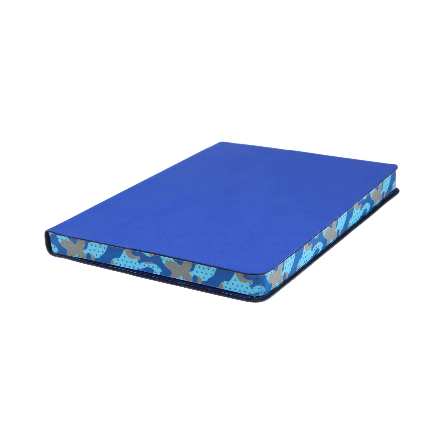 Collins Edge Camo B6 Ruled Notebook with vibrant blue cover and trendy camo patterned spine.