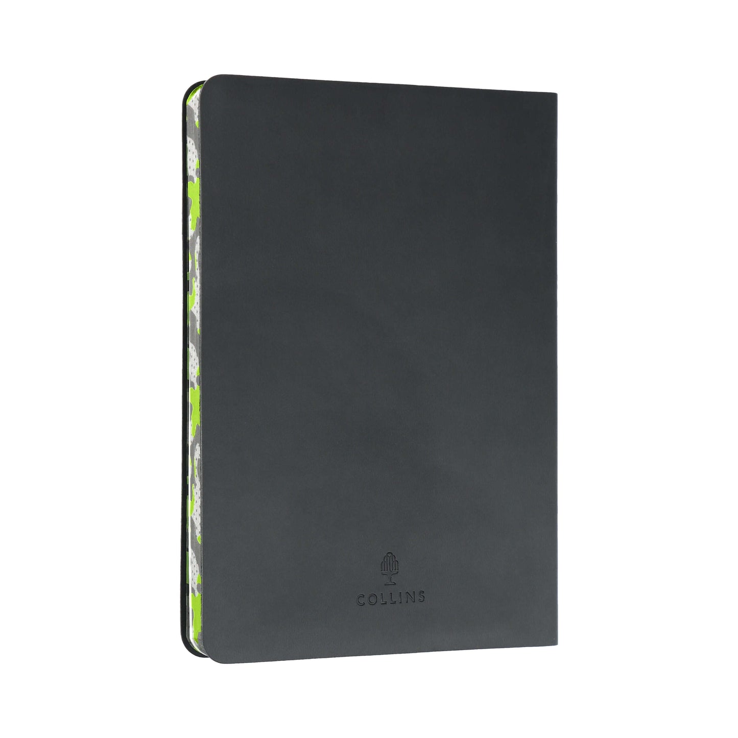 Collins Edge Camo B6 Ruled Notebook in black cover with camo design inside, ideal for a stylish corporate gift.