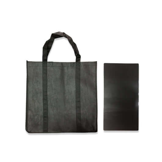 Square Jumbo Non-Woven Bag with PVC Base (45cm x 45cm x 20cm) displayed with a PVC base.