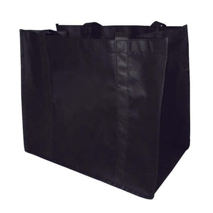 Square Jumbo Non-Woven Bag with PVC Base (45cm x 45cm x 20cm) in black, ideal for corporate gifts and carrying heavy items.