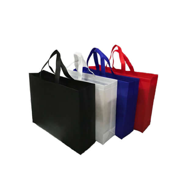 A3 Landscape Non-Woven Bag in four colors: Black, White, Royal Blue, and Red, ideal corporate gift for versatile carrying.