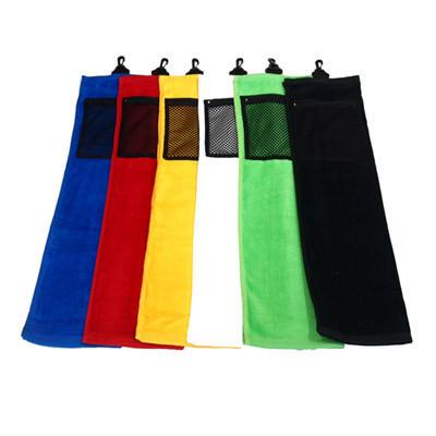 Colorful Golf Towels with Mesh pocket, perfect for golfers and great as a Corporate Gift.