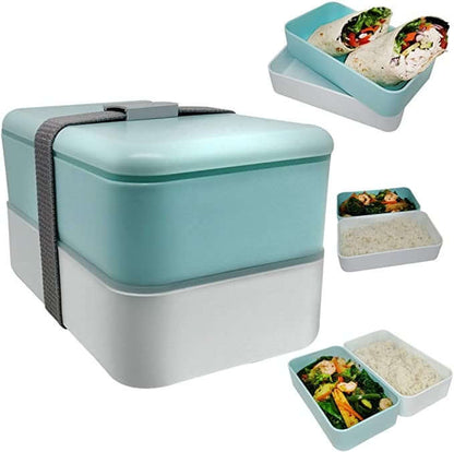 2-Tier Lunch Box with Rubber Tie, compact meal prep solution in vibrant colors, ideal for corporate gifts.
