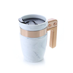 Marble Ceramic Mug with SS Rim and Wooden Handle Corporate Gifts Singapore
