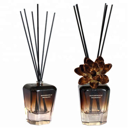 Bamboo Stick Essential Oil Fragrance Reed Diffusers in decorative glass bottles with rattan sticks.